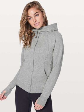 Lululemon Scuba Hoodie Light Cotton Fleece Heathered Core Light Grey Size 6